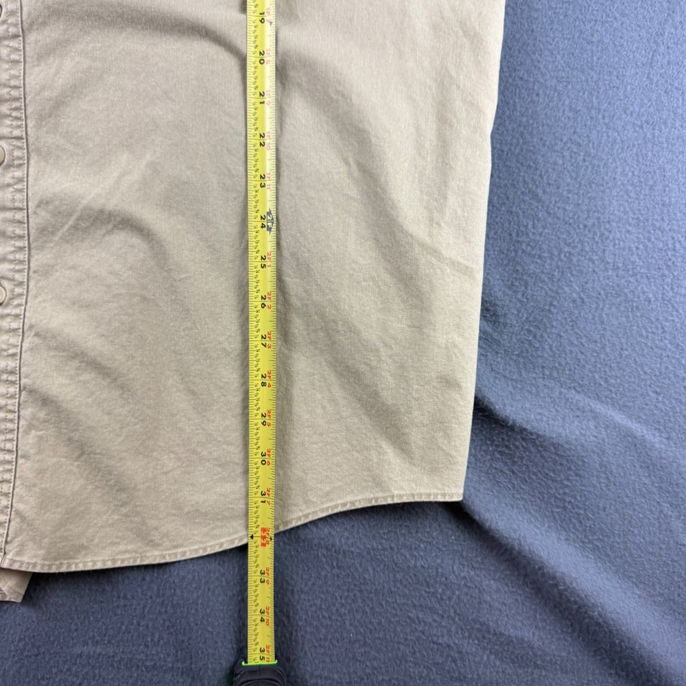 LL Bean Sunwashed Canvas Shirt Mens XLT Beige Flannel Workwear Chore Flap Pocket - Picture 6 of 7